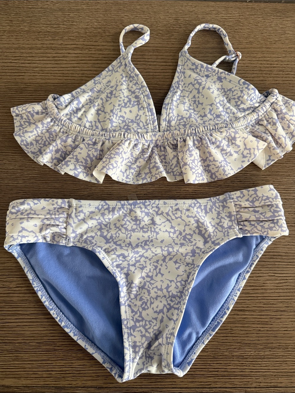 Kids Two-Piece Lavender Floral Ruffle Bikini Sz 10